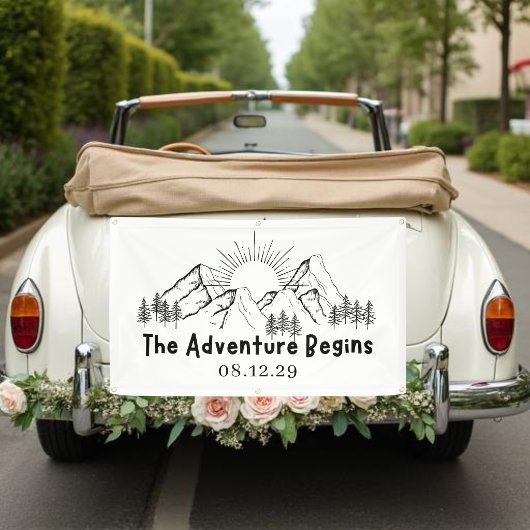Adventure Begins Just Married Banner