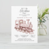 Adventure Begins Toile Train Baby Shower Kaart (Staand voorkant)