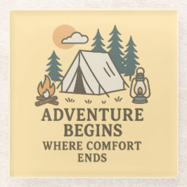 Adventure Begins Where Comfort Ends Glass Coaster Glazen Onderzetter