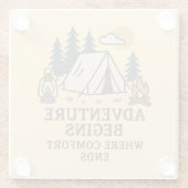 Adventure Begins Where Comfort Ends Glass Coaster Glazen Onderzetter (Achterkant)