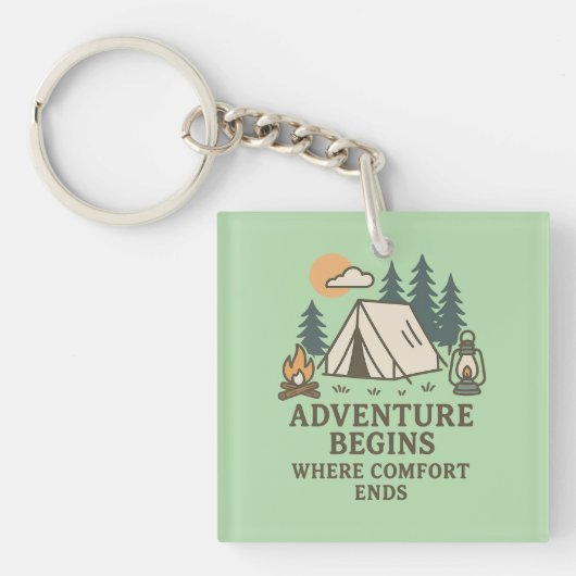 Adventure Begins Where Comfort Ends Keychain (voorkant)
