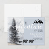 Adventure Begins Woodland Beren Birth Notice Aankondigingskaart (Voorkant / Achterkant)