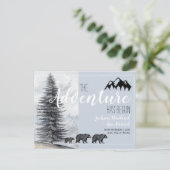 Adventure Begins Woodland Beren Birth Notice Aankondigingskaart (Staand voorkant)
