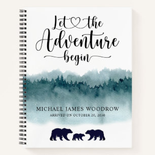 Adventure begint Baby Journal Mountains Beren Notitieboek