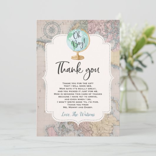 Adventure begint Baby shower Hartelijk dank Bedankkaart (Staand voorkant)