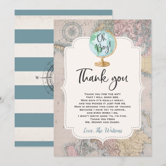 Adventure begint Baby shower Hartelijk dank Bedankkaart (Voorkant / Achterkant)