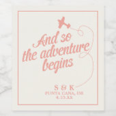 Adventure begint | Bestemmingsweddenschap - Roze Wijn Etiket (Enkel label)