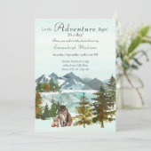 Adventure begint Boy Lynx Rustic Baby shower Kaart (Staand voorkant)
