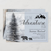 Adventure begint het Baby shower Beren van Rustic  Kaart (Voorkant / Achterkant)