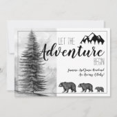 Adventure begint het Baby shower Beren van Rustic  Kaart (Voorkant)