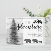 Adventure begint het Baby shower Beren van Rustic  Kaart (Staand voorkant)