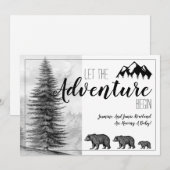 Adventure begint het Baby shower Beren van Rustic  Kaart (Voorkant / Achterkant)