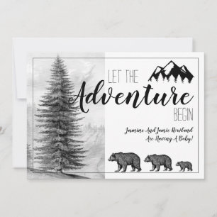 Adventure begint het Baby shower Beren van Rustic Kaart