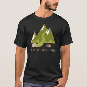 Adventure begint hier t-shirt