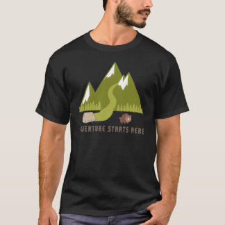 Adventure begint hier t-shirt