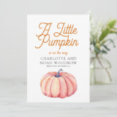 Adventure begint kleine pompoenzwangerschap aankondiging (Staand voorkant)