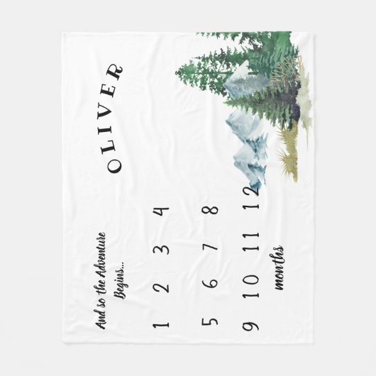 Adventure begint met Baby-mijlpaden Fleece Deken (Voorkant)