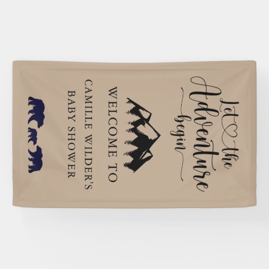 Adventure begint met Baby shower Rustic Kraft Welk Spandoek (Horizontaal)