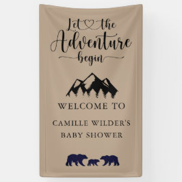 Adventure begint met Baby shower Rustic Kraft Welk Spandoek