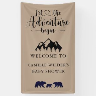 Adventure begint met Baby shower Rustic Kraft Welk Spandoek
