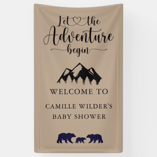 Adventure begint met Baby shower Rustic Kraft Welk Spandoek (Verticaal)