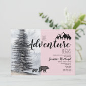 Adventure begint met Beer roze babymeisjesdouche Kaart (Staand voorkant)