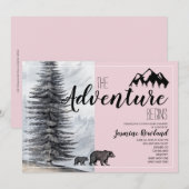 Adventure begint met Beer roze babymeisjesdouche Kaart (Voorkant / Achterkant)