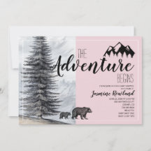 Adventure begint met Beer roze babymeisjesdouche