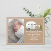 Adventure begint met Blue Camper Baby Birth Aankondiging (Staand voorkant)