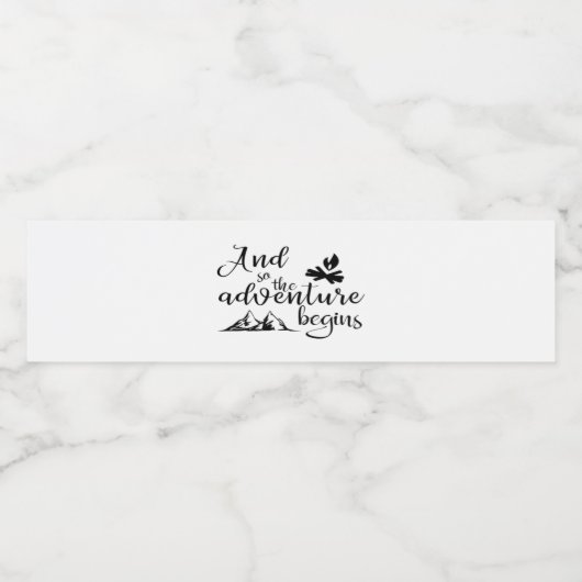 Adventure begint met een waterflesetiket waterfles etiket (Enkel label)