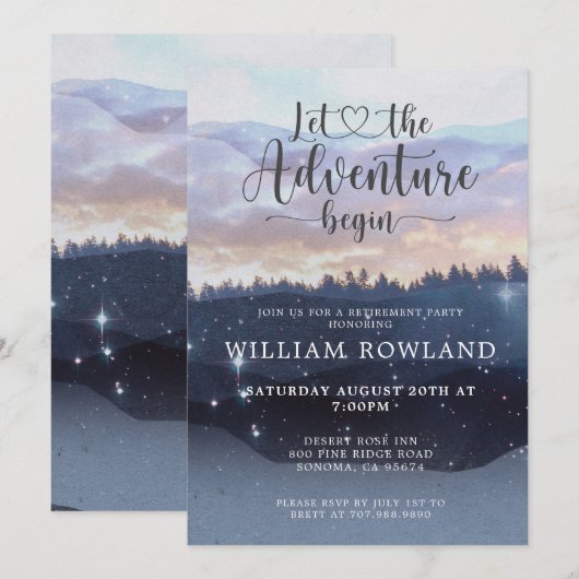 Adventure begint met Forest Theme Retirement Party Kaart (Voorkant / Achterkant)
