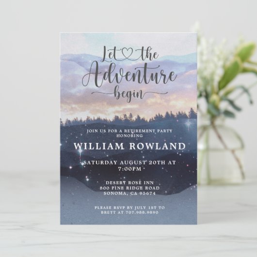 Adventure begint met Forest Theme Retirement Party Kaart (Staand voorkant)