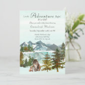 Adventure begint met Girl Lynx Rustic Baby shower Kaart (Staand voorkant)