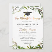 Adventure begint met Gold Script Greenery Afstuder Kaart (Voorkant)