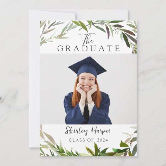 Adventure begint met Gold Script Greenery Afstuder Kaart (Achterkant)