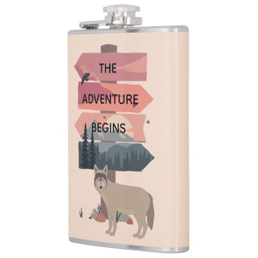 Adventure begint met reisgebarentaal Post Wilderne Heupfles (Links)