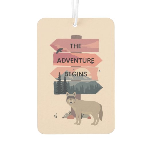 Adventure begint met reisgebarentaal Post Wilderne Luchtverfrisser (Achterkant)