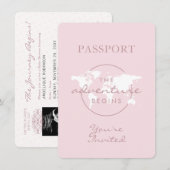 Adventure begint met reisthema Paspoortnummer Baby Kaart (Voorkant / Achterkant)