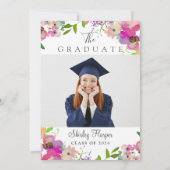 Adventure begint met roze Afstuderen Foto Kaart (Achterkant)