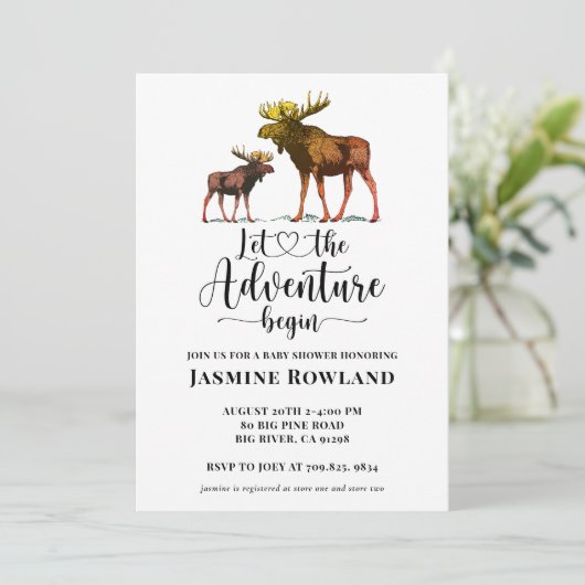 Adventure begint met Rustic Moose Baby Boy Kaart (Staand voorkant)