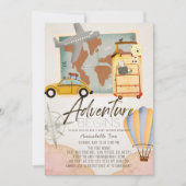 Adventure begint roze Baby shower reiskaart Kaart (Voorkant)