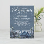 Adventure begint | Rustisch Snowy Blue Baby shower Kaart (Staand voorkant)