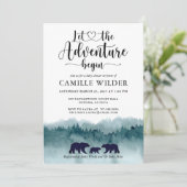 Adventure begint Waterverf Mountains Beren Invita Kaart (Staand voorkant)