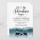 Adventure begint Waterverf Mountains Beren Invita Kaart (Voorkant / Achterkant)
