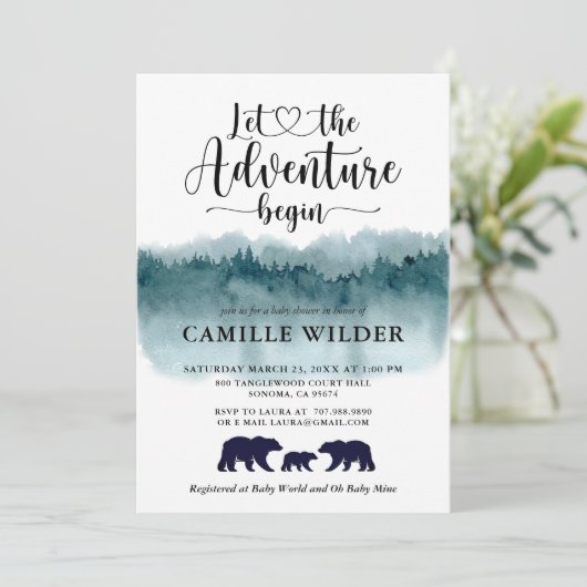 Adventure begint Waterverf Mountains Beren Kaart (Staand voorkant)