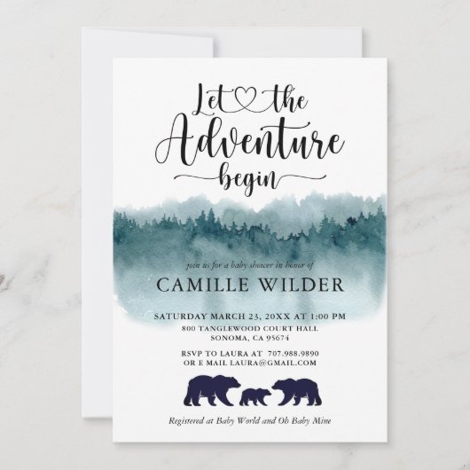 Adventure begint Waterverf Mountains Beren Kaart (Voorkant)