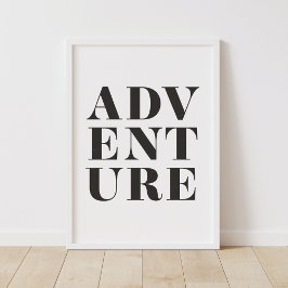 Adventure Black en White Kinder Room Decor Poster