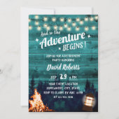 Adventure Blauwgroen Forest Bonfire Lantern Retire Kaart (Voorkant)