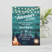 Adventure Blauwgroen Forest Bonfire Lantern Retire Kaart (Staand voorkant)