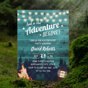 Adventure Blauwgroen Forest Bonfire Lantern Retire Kaart